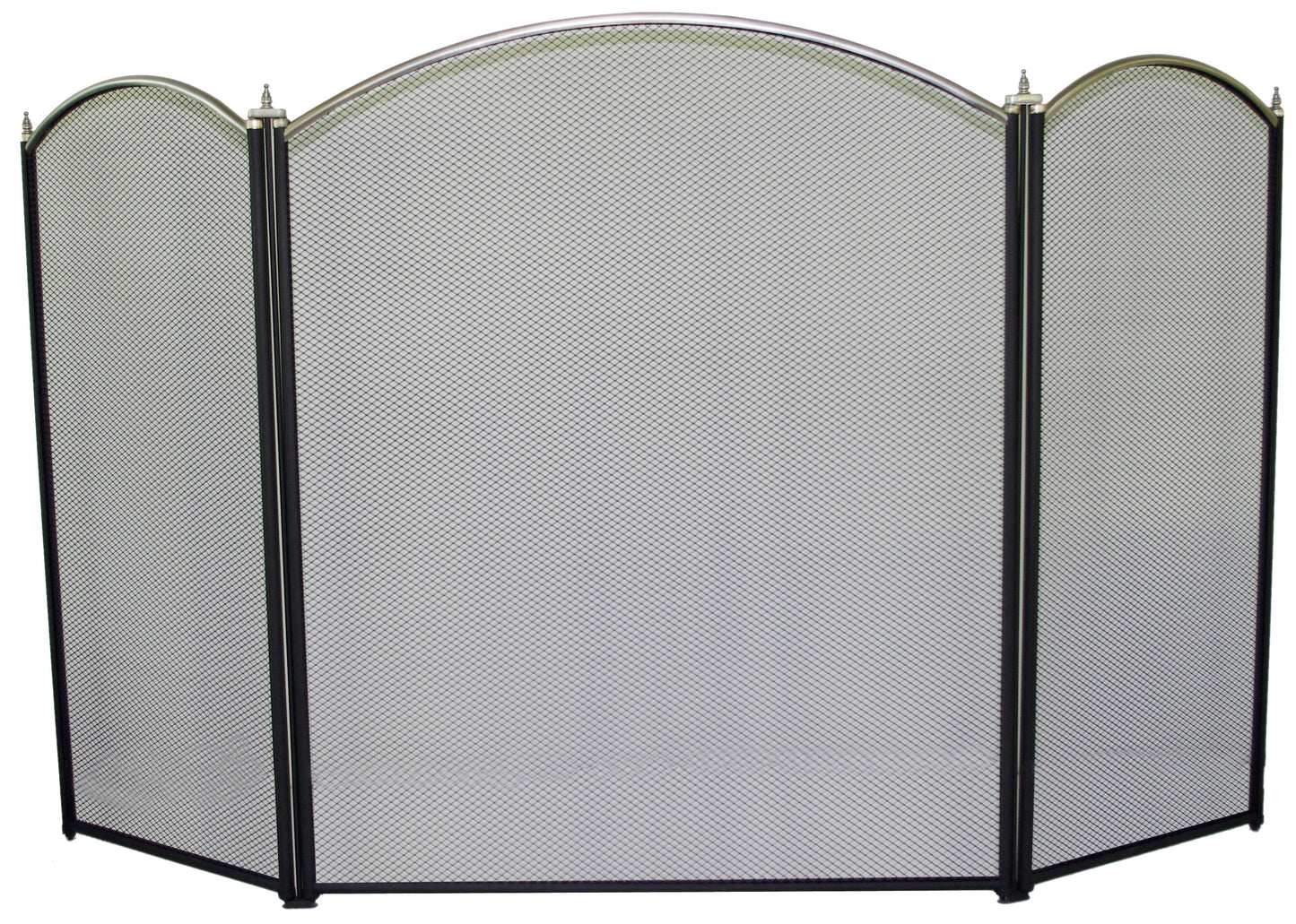 Light weight 3 Panel Fire Screen w Nickel plated top frame
