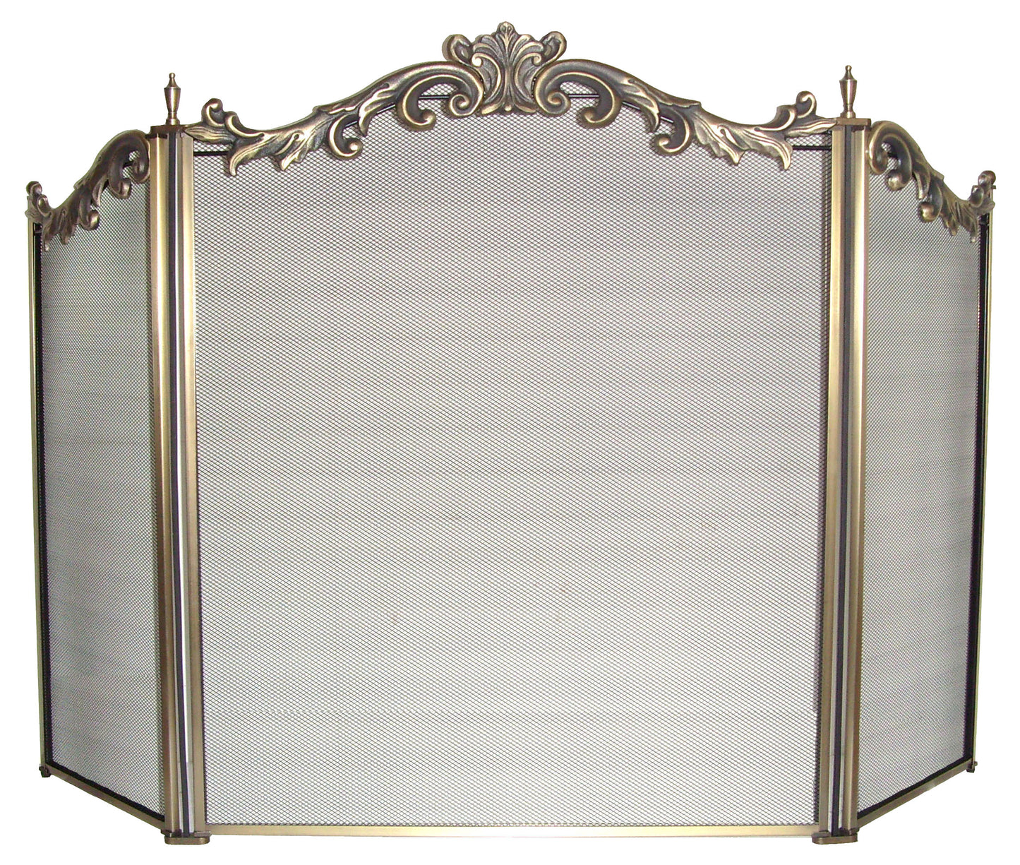 Ornate cast iron top Fire Screen Brass plated Antique style
