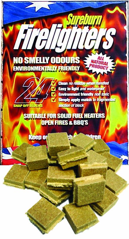 All natural Sureburn Waterproof Firelighters