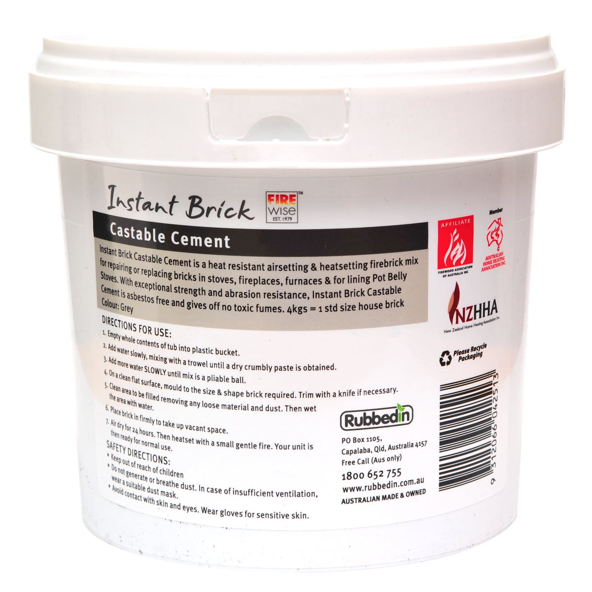 'Instant Brick' dry firebrick mix for repairing firebricks