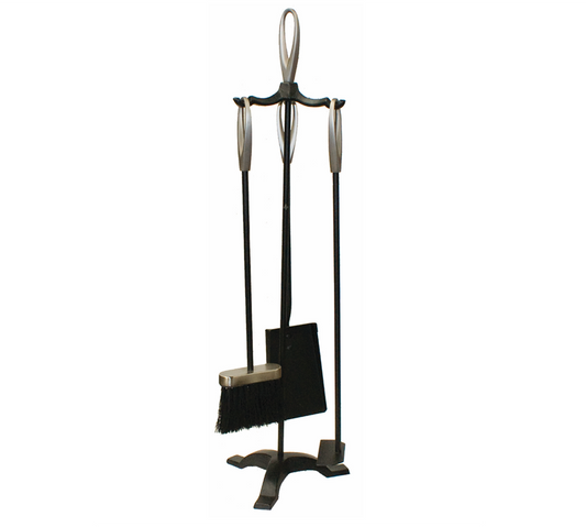 Black/Nickel 3 Fire tool set w 72cm stand