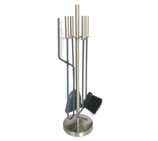 Grey 4 Fire tool set with Stainless steel stand